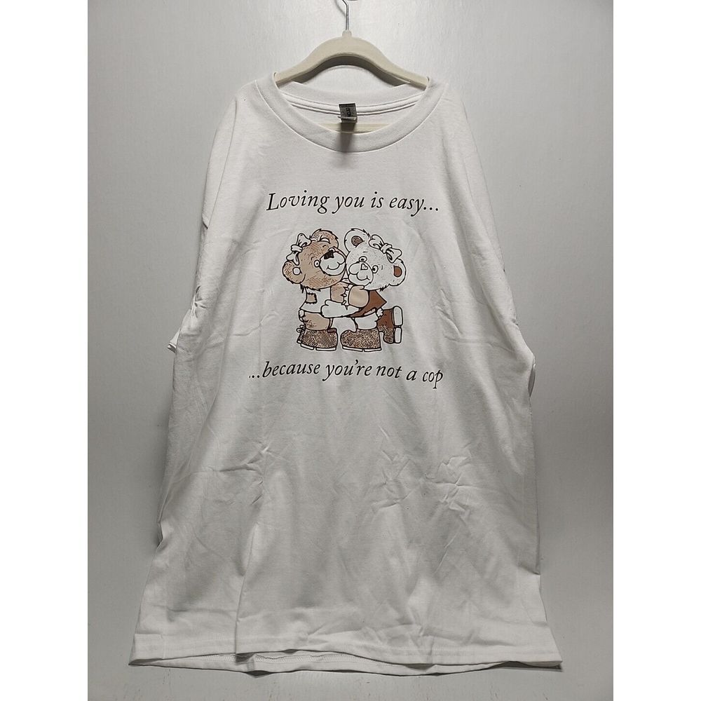Loving You Is Easy White Graphic T-Shirt Size Large - RK27